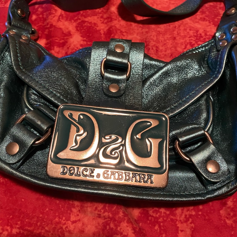 Vintage dolce and Gabbana handbag ..metallic greenish